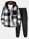 Relax Fit Flannel Plaid Corduroy Patchwork Hooded Shirt