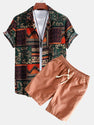 Floral Geometric Patchwork Print Cotton Shirt