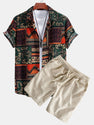 Floral Geometric Patchwork Print Cotton Shirt
