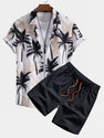 Floral Stripe Patchwork Print Button Up Shirt.