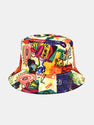 Abstract Cartoon Graffiti Print Reversible Bucket Hat