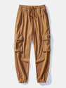 Relax Fit Corduroy Plaid Hooded Shirt & Drawstring Corduroy Cargo Jogger Pants