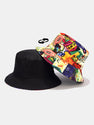 Abstract Cartoon Graffiti Print Reversible Bucket Hat