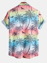Palm Trees Print Button Up Shirt & Swim Shorts