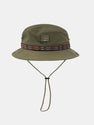 Slogan Patch Geometry Ethnic Pattern Bucket Hat With Chin Strap