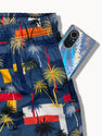 Palm Tree Color Block Print Swim Shorts