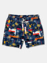 Palm Tree Color Block Print Swim Shorts