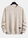Relax Fit Geometric Striped Sweatshirt & Drawstring Corduroy Cargo Jogger Pants