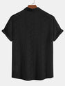 Short Sleeve Geometry Textured Cuban Shirt