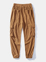 Relax Fit Corduroy Plaid Hooded Shirt & Drawstring Corduroy Cargo Jogger Pants
