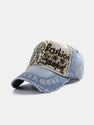 Slogan Embroidery Star Rivets Washed Baseball Cap