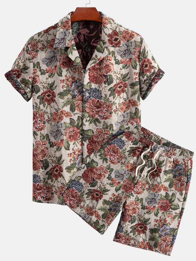 Floral Jacquard Cuban Shirt & Shorts.