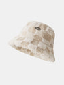 Check Plush Warm Faux Fur Bucket Hat