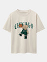 Basketball Bear Print Drop Shoulder Oversize T-Shirt & Shorts