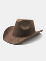 Faux Suede Western Wide-brimmed Cowboy Hat