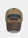 Capricorn Embroidery Washed Distressed Baseball Cap