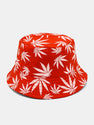 Maple Leaf Print Cotton Bucket Hat