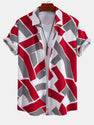 Color Block Geometry Print Button Up Shirt & Swim Shorts
