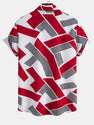 Color Block Geometry Print Button Up Shirt & Swim Shorts