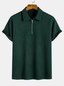 Stripe Jacquard Zip Up Polo
