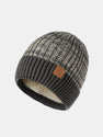 Teddy Fleece Lined Slogan Patch Knit Beanie Hat
