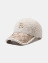 Letter R Embroidery Plush Baseball Cap