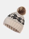 Snowflake Pattern Knitted Brimless Hat With Fluffy Ball
