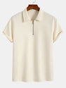 Stripe Jacquard Zip Up Polo