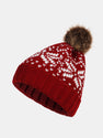 Snowflake Pattern Knitted Brimless Hat With Fluffy Ball
