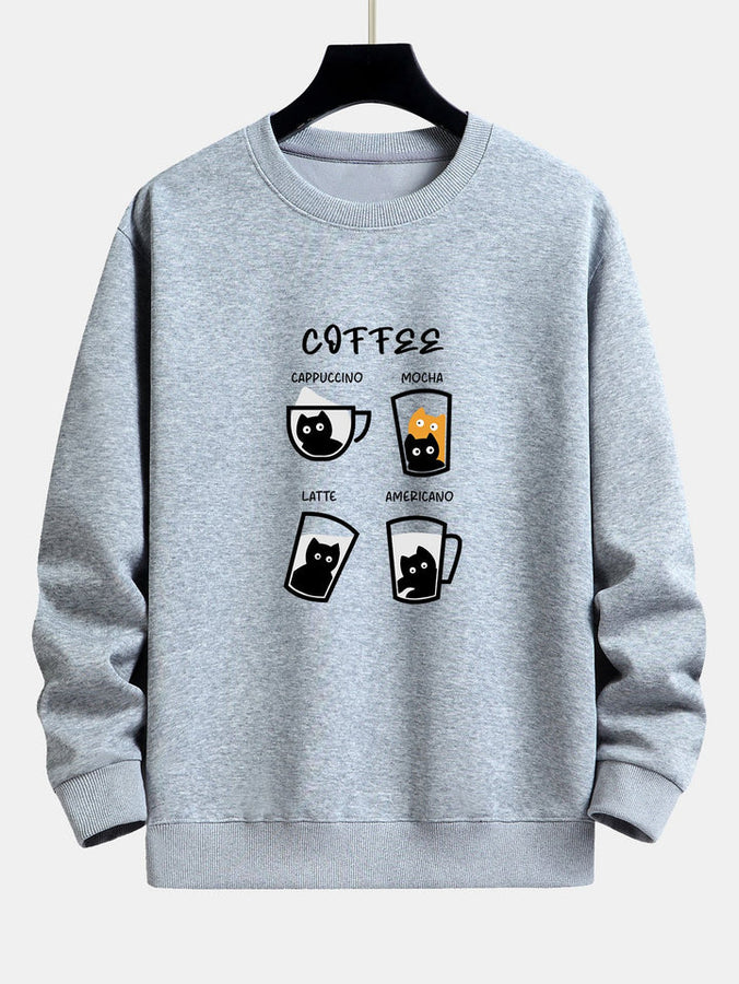 Coffee Cat Print Relax Fit