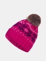 Snowflake Pattern Knitted Brimless Hat With Fluffy Ball
