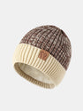 Teddy Fleece Lined Slogan Patch Knit Beanie Hat