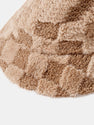 Check Plush Warm Faux Fur Bucket Hat