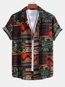 Floral Geometric Patchwork Print Cotton Shirt