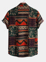 Floral Geometric Patchwork Print Cotton Shirt