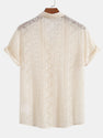 Short Sleeve Geometry Textured Cuban Shirt