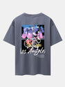 \Los Angeles Illustration Bear Print Drop Shoulder Oversize T-Shirt