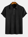 Stripe Jacquard Zip Up Polo