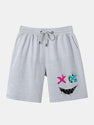 Graffiti Smiley Face Print Man Mid Length Shorts
