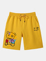 Graffiti Bear Print Man Mid Length Shorts