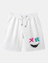 Graffiti Smiley Face Print Man Mid Length Shorts