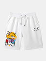 Graffiti Bear Print Man Mid Length Shorts
