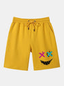 Graffiti Smiley Face Print Man Mid Length Shorts