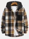 Relax Fit Corduroy Plaid Hooded Shirt & Drawstring Corduroy Cargo Jogger Pants